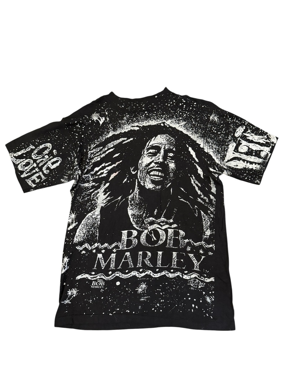 Vintage Bob Marley Single Stitch AOP Graphic Tee Black White 100% Cotton Large - Picture 1 of 14